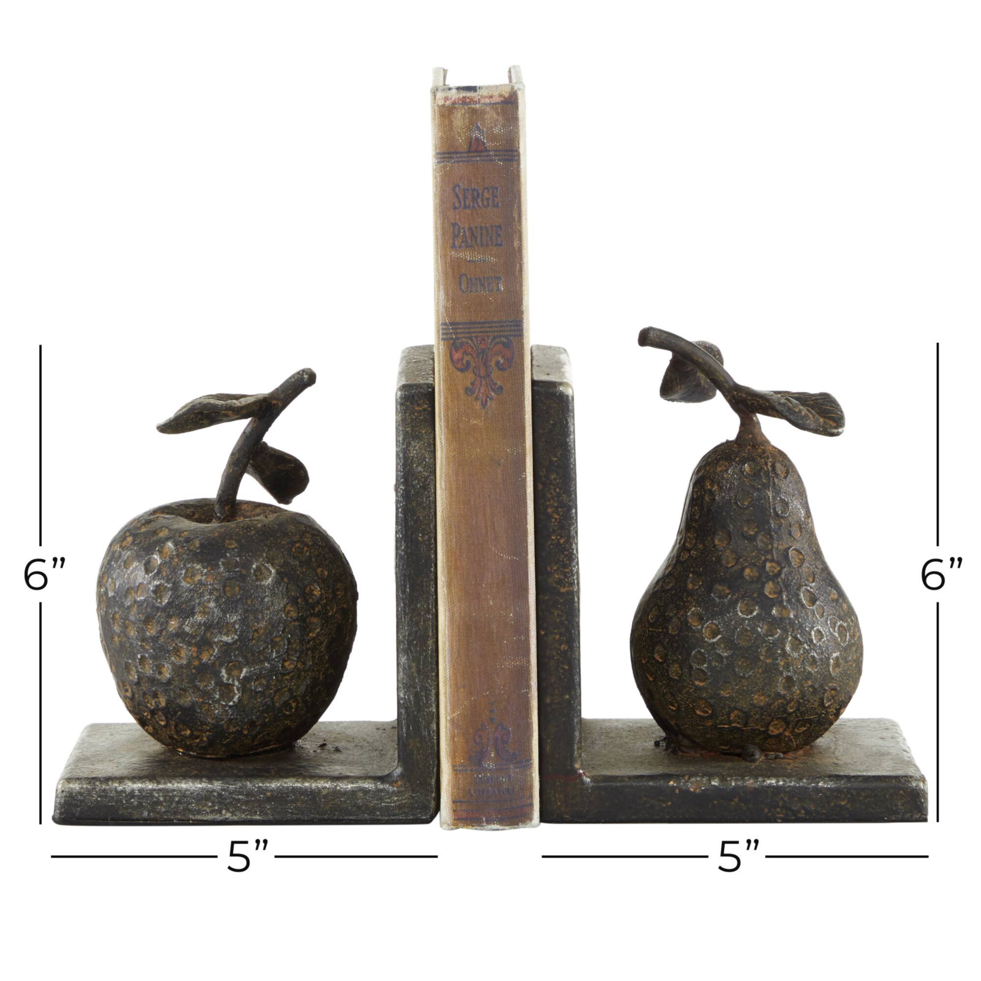 6" Gray Metal Rustic Fruit Bookends
